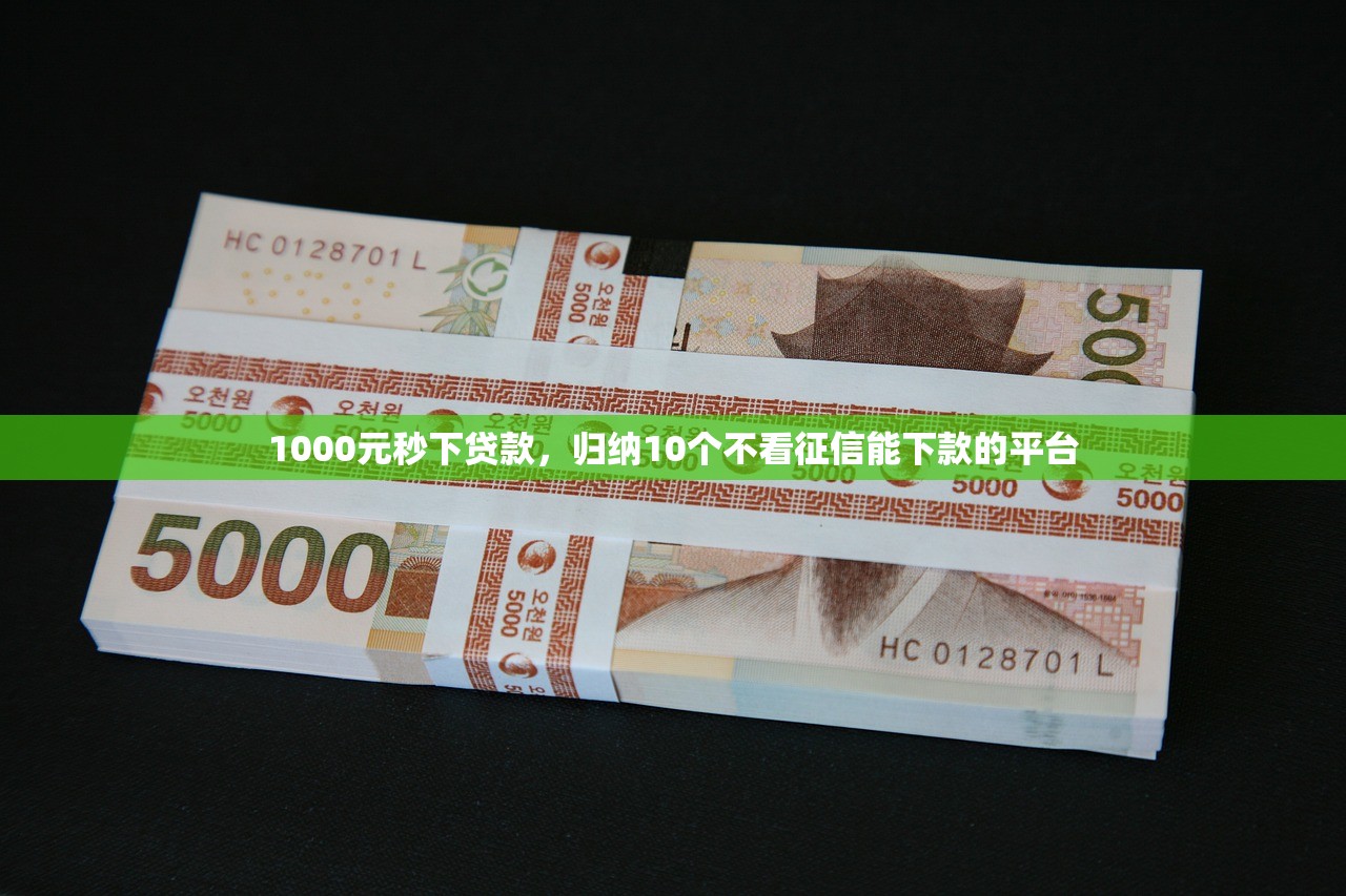1000元秒下贷款，归纳10个不看征信能下款的平台