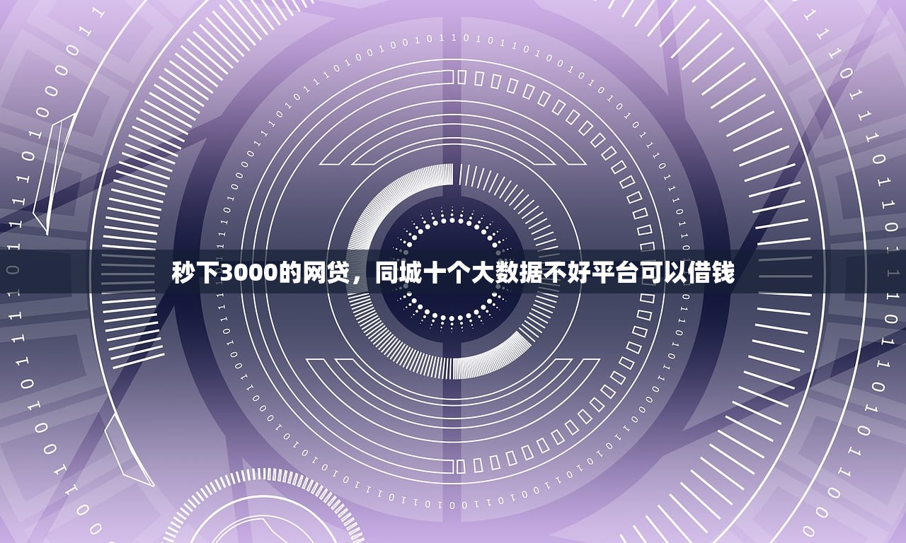秒下3000的网贷，同城十个大数据不好平台可以借钱