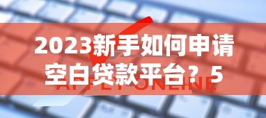 2023新手如何申请空白贷款平台？5步搞定贷款难题
