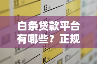 白条贷款平台有哪些？正规平台选择及申请全攻略