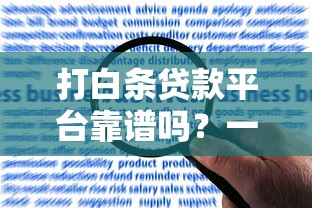 打白条贷款平台靠谱吗？一文读懂申请条件、利息和风险