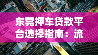 东莞押车贷款平台选择指南：流程、利率、注意事项全解析