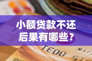 小额贷款不还后果有哪些？这几点影响你必须知道