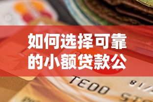 如何选择可靠的小额贷款公司?正规平台筛选指南 如何选择可靠的小额贷款公司?正规平台筛选指南