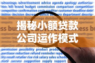 揭秘小额贷款公司运作模式：申请流程与风险控制干货指南