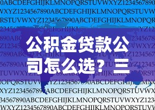 公积金贷款公司怎么选？三大避坑技巧全解析